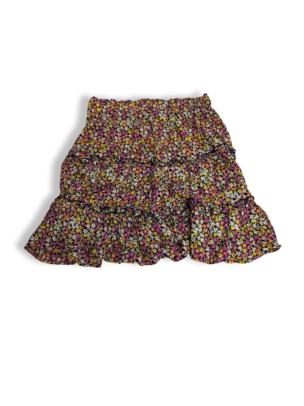 Smocked Tiered Floral Mini Skirt - Pink Multi